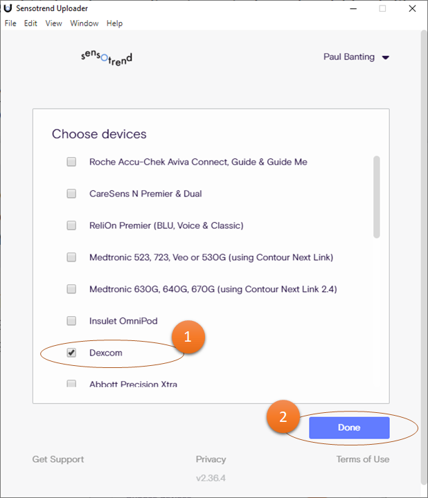 Device selection view