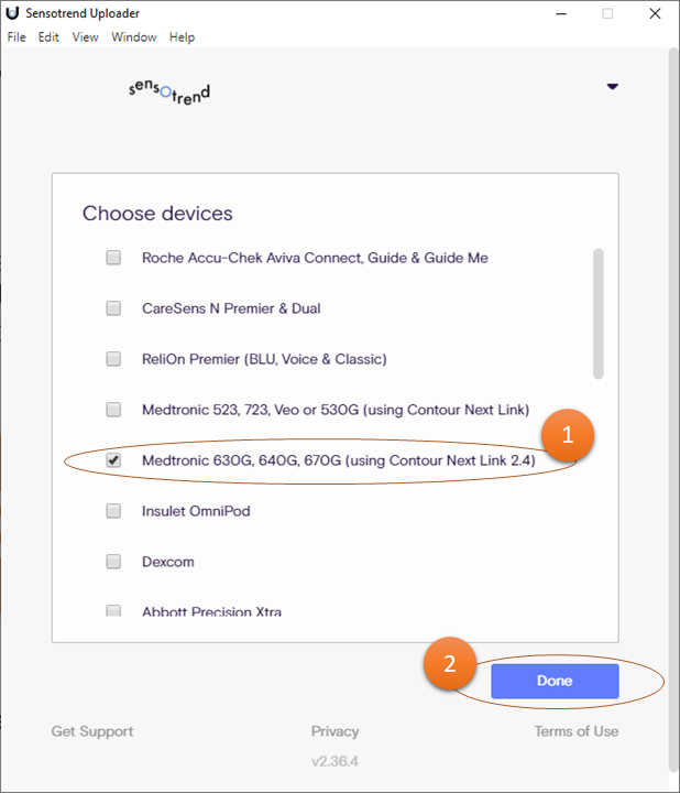 Device selection view