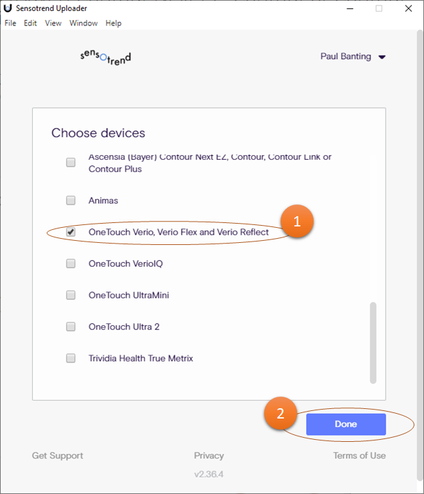 Device selection view